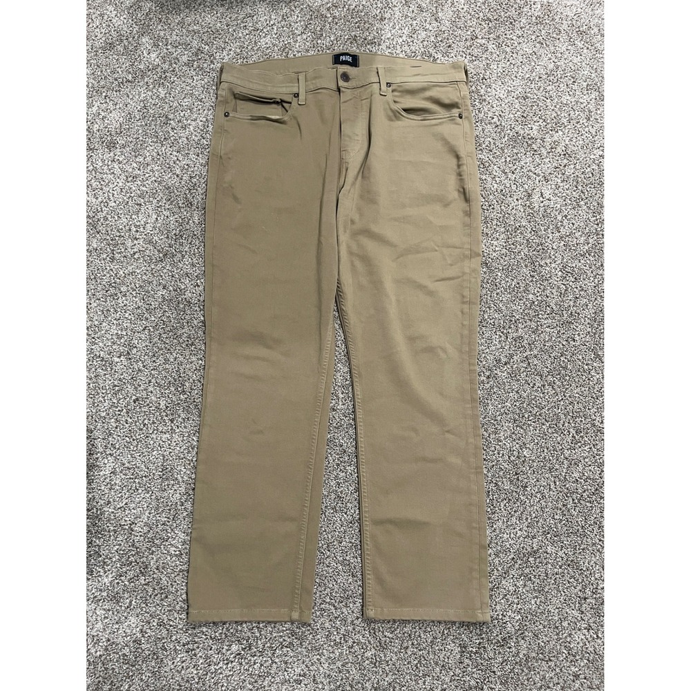 Paige Federal Slim Straight Leg Pants Mens 36 Tan Khaki Stretch Chino Trousers